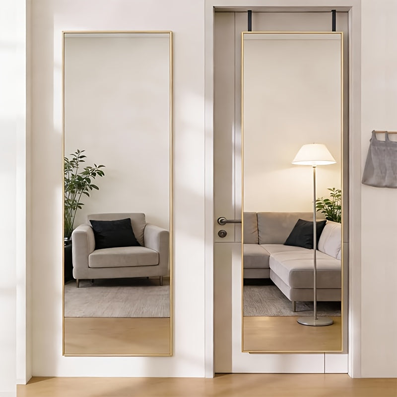 47x14 Full Length Mirror Over The Door/Wall Mounted - Vertical Hanging Mirror with Lightweight Aluminum Alloy Frame, Full Body Dressing Mirror Suitable for Bedroom, Living Room, Entryway - Install, Space-Saving Vertical Mirror