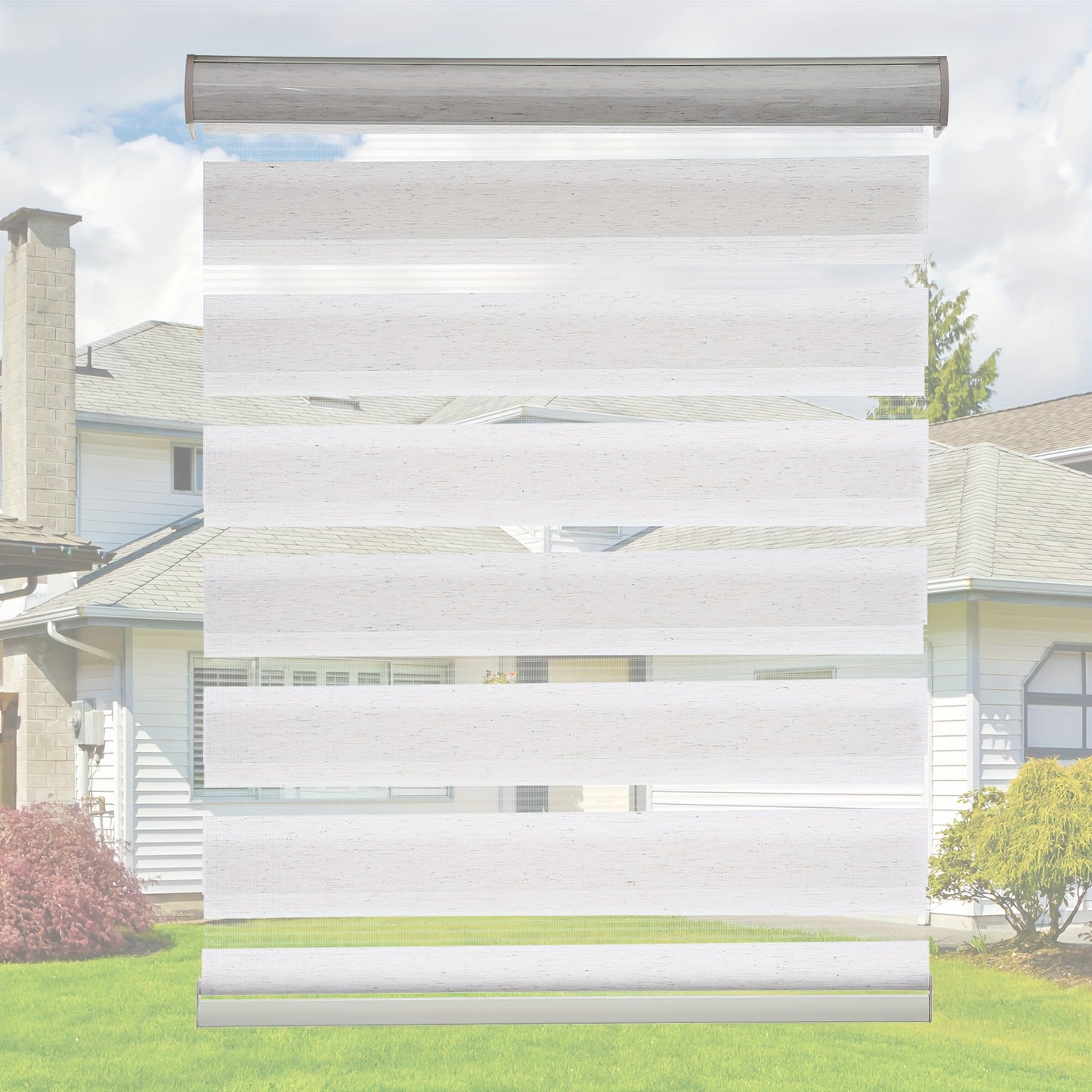 Cordless Zebra Crossing Window Blinds, Free Stop Curtains, Double-layer Control of Light Transmittance During the Day and Night, Suitable for Home and Office, Easy to Install