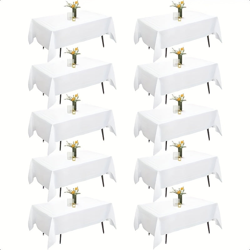 10-Pack White Tablecloths, Rectangular Tablecloths, 60×102 Inches, Suitable for 6-8 Feet Tables - Washable Tablecloths, Suitable for Weddings, Birthday Parties, Banquet Receptions, Picnics, Camping, Christmas, Halloween