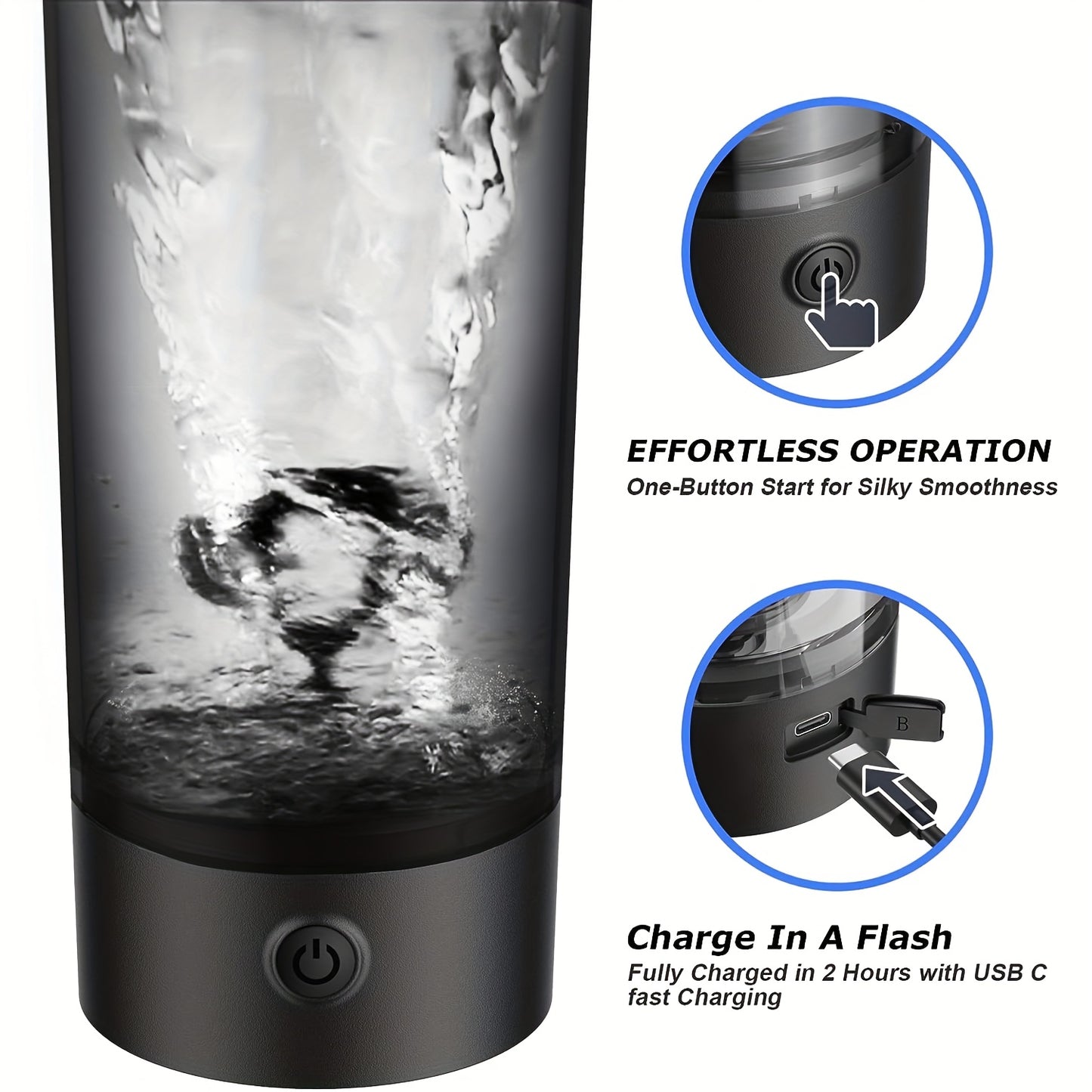 Premium Electric Protein Shaker Bottle, 24oz Blender for Mixing Protein, Gym Portable Cup, BPA Free Self Stirring Shaker with USB Rechargeable Battery, Mixer Cup for Shakes And Meal Replacements, Tritan