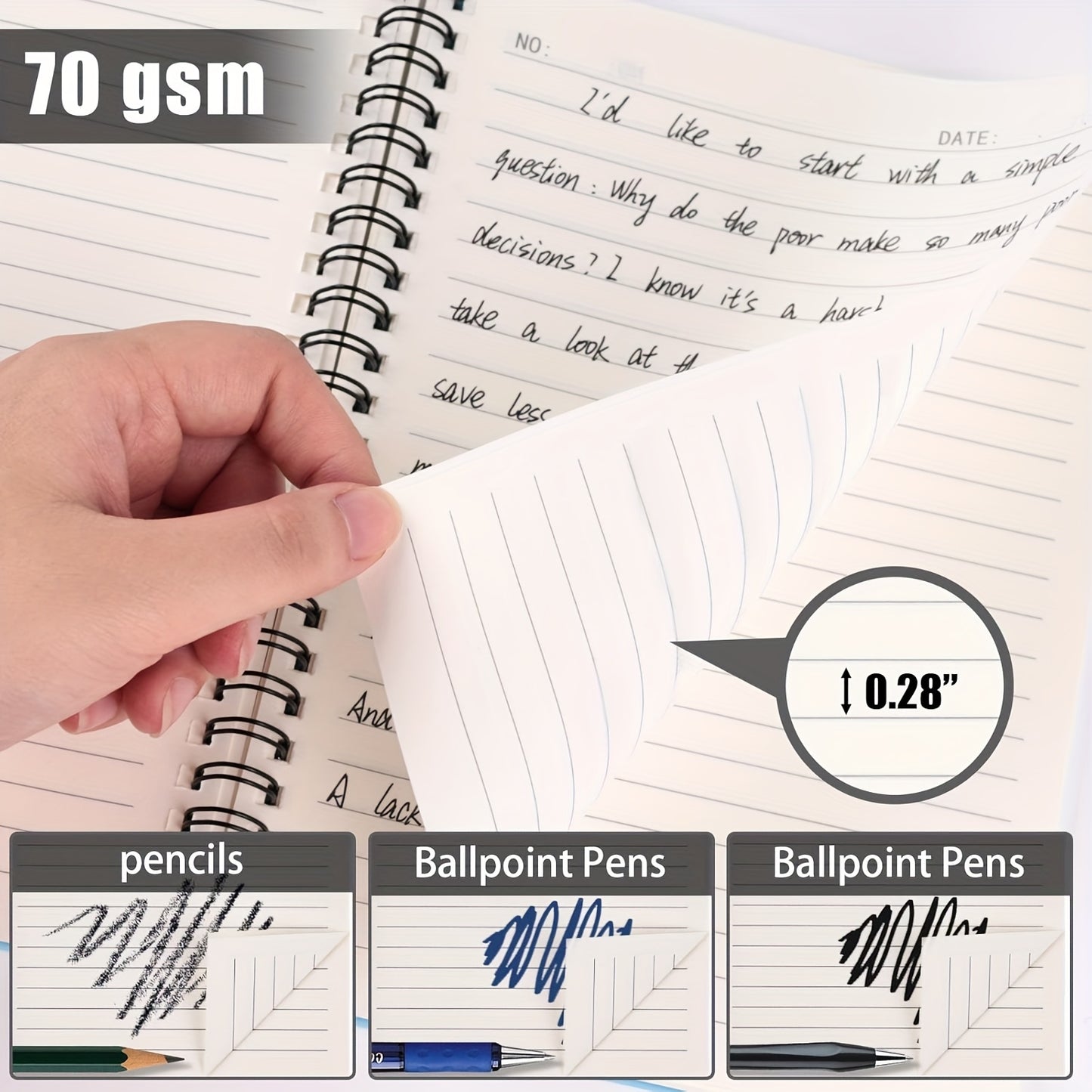 6pcs Hardcover Spiral Notebook -Spiral Journals, Lined Notebook, College Ruled, No Bleed, Thick Durable Paper A5, 480 Sheets/960 Pages, 6 Colors, Perfect for Work, Family, School Supplies