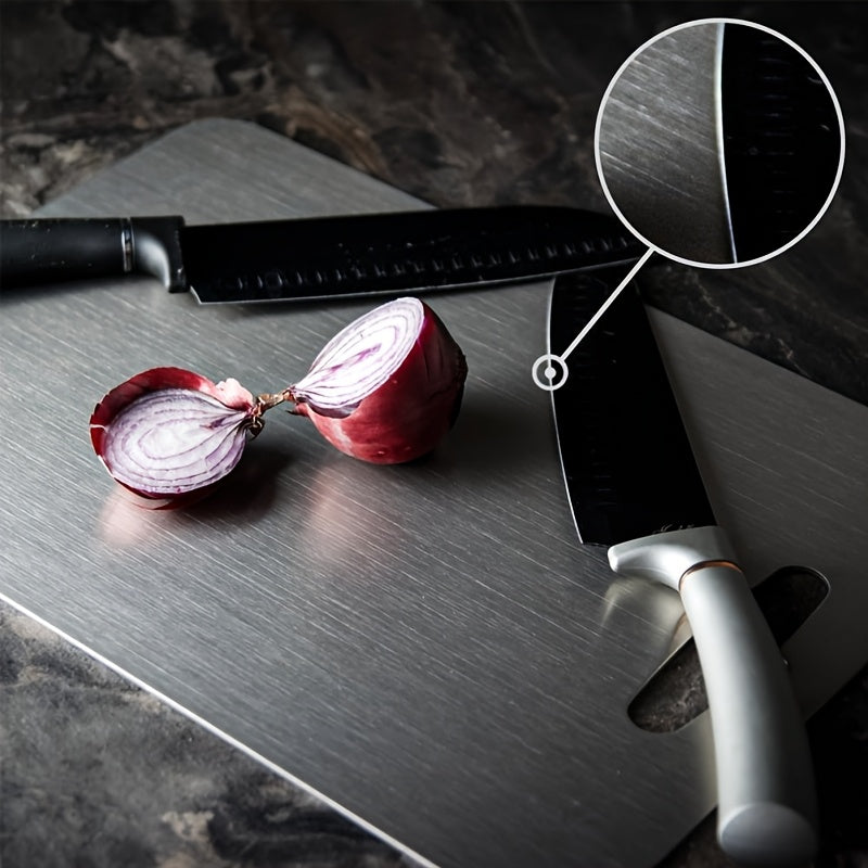 3pcs Premium Stainless Steel Chopping Cutting Board Set- Durable, Dual-Sided Metal Cutting Boards for Kitchen, Easy to Clean, Non-Stick Cutting Board, Space-Saving, Rust-Resistant, BPA-Free, Safe And Portable for Meat, Fruit, Vegetables