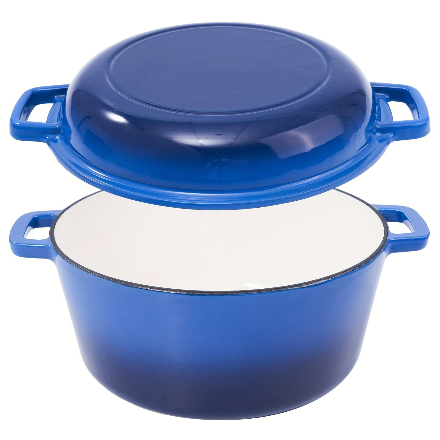 6QT 2-In-1 Enameled Cast Iron Dutch Oven, Ideal for Baking Bread, Cooking, And Stewing, Durable And Nonstick, Oven Safe Up to 500° F, Features Dual Handles, Compatible with All Stovetops