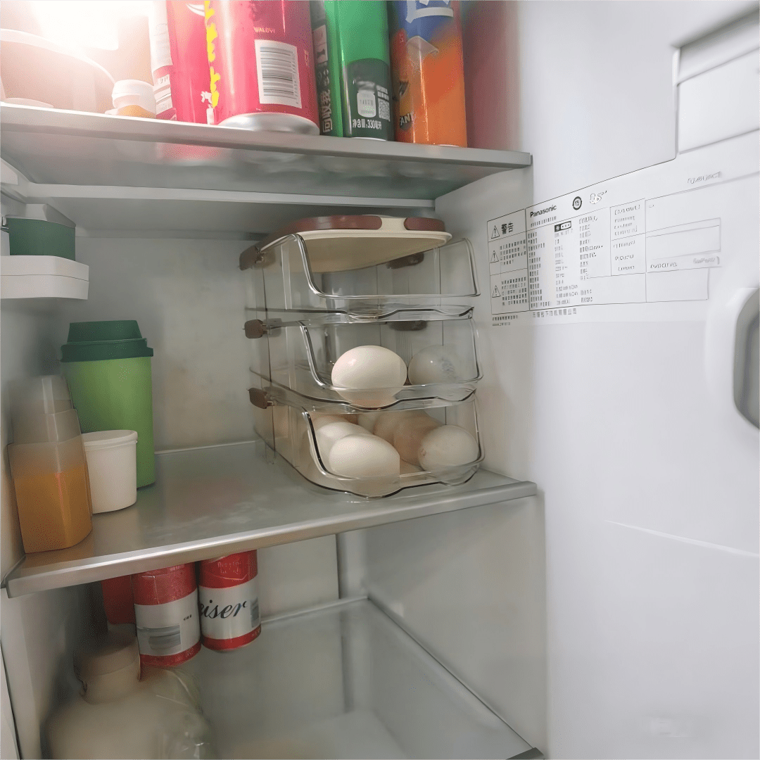 Egg Organizer for Refrigerator, Multi-Layer Auto-Rolling Egg Rack with Large Capacity – Space-Saving Egg Storage Dispenser for Fridge, Cabinet & Countertop, Ideal for Busy Families