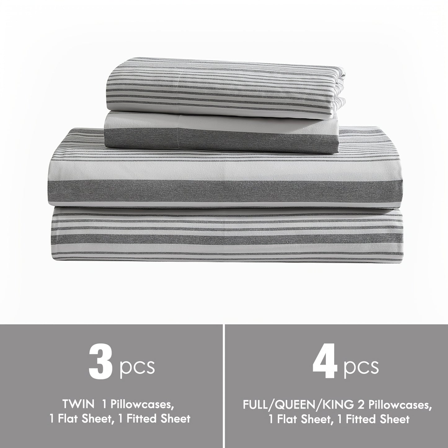Bed Sheet Set Deep Pocket Soft Microfiber - Fitted Sheet Flat Sheet & Pillowcases Twin Full Queen King - Cooling Breathable Fade Resistant Sheets for Daily Use Dorms Guest Rooms