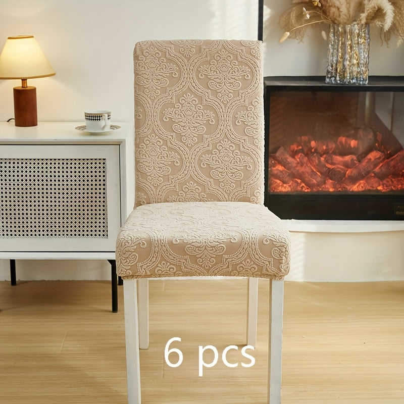 4/6pcs Chair Covers, Stretch Kitchen Dining Room Chair Covers Set Of 6, Removable Washable Dining Chair Slipcovers for Home, Hotel, Banquet