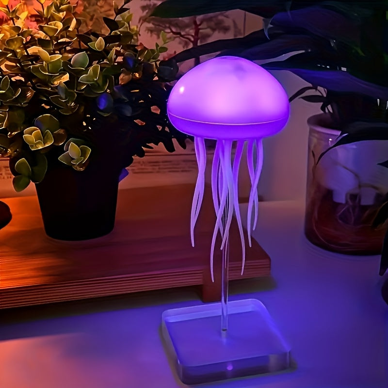 A Table Lamp Designed Like a Jellyfish, Powered by USB, Featuring LED Night Light Capabilities, with a Gradient Lighting Effect, Perfect for Decorating Bedrooms And Parties, Offering a Modern And Vibrant Illumination