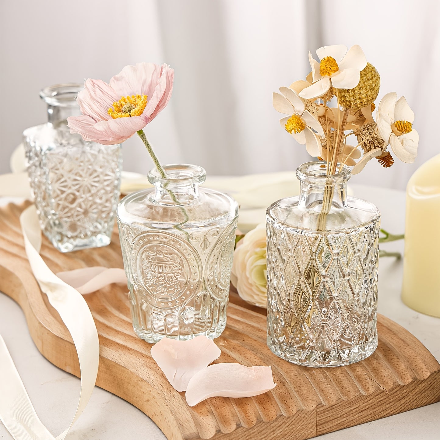 Glass Bud Vases Set of 64 Small Clear Flower Vases for Centerpieces Wedding Table Decor Rustic Vintage Home Decoration Multi-Size Mini Vase Bulk Set