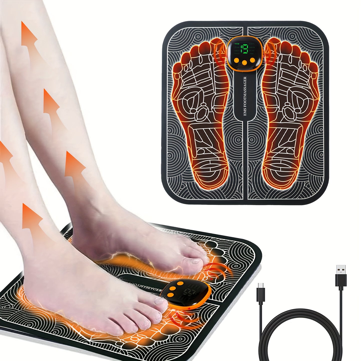 Massage Foot Pad, Foot Muscle Electric Massager, 8 Adjustment Modes And 19 Intensity Massage Foot Pads, USB Charging Full Body Massage Foot Pad