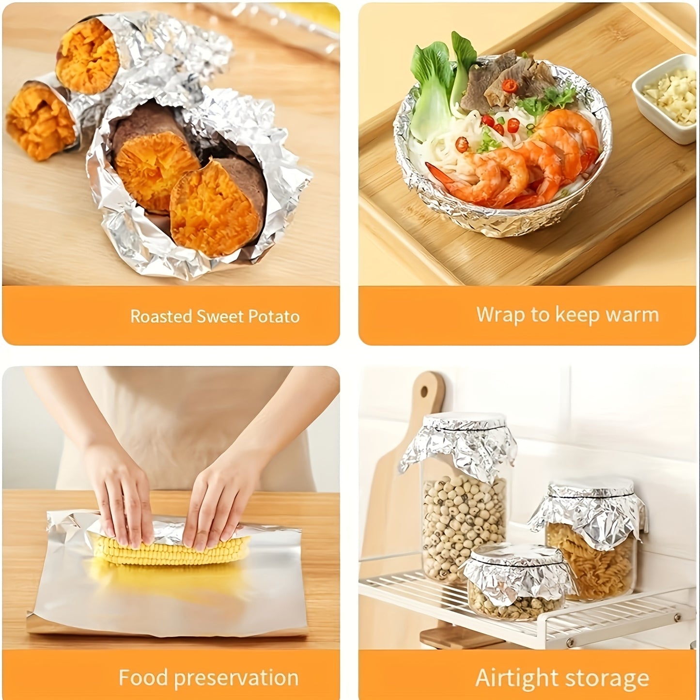 Extra Long 787.4 Inch Disposable Aluminum Foil Roll - Heat Resistant Tin Foil, Suitable for Cooking, Baking, Grilling, Waterproof and Oilproof, Disposable Aluminum Foil Roll, Applicable in Kitchen, BBQ, Picnic | Must-have Item in Kitchen (Package
