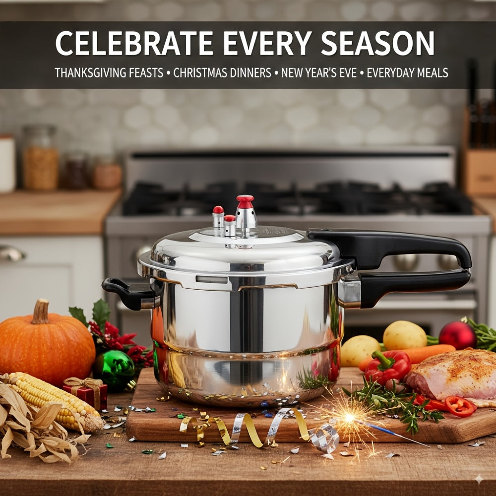 4.5/8Qt Aluminum Pressure Cooker with Exhaust Valve And Multiple Protections Suitable for Stovetop Pressure Cooker Ideal for Cooking Family Meals Or Catering Events Pressure Cooker Compatible with Gas And Induction Stoves Canning Rack Included