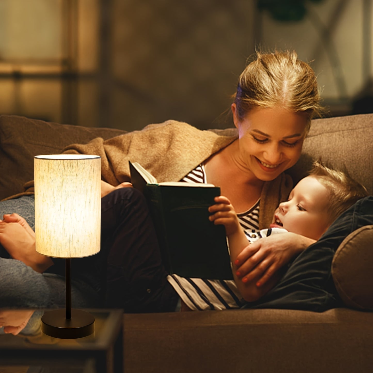 2pcs Small Table Lamp for Bedroom, Bedside Table Bedside Lamp with Cord Switch, Table Lamp with Linen Shade, Suitable for Children's Room Living Room Office Dormitory, Bulb Included, Holiday Gifts