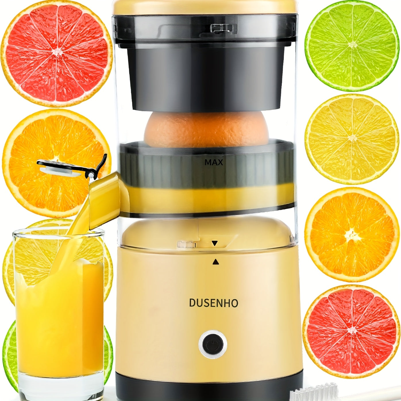 Rechargeable Electric Citrus Juicer - USB Powered Juicer Machine with Cleaning Brush, Portable Compact Juicer for Orange, Lemon, Limes
