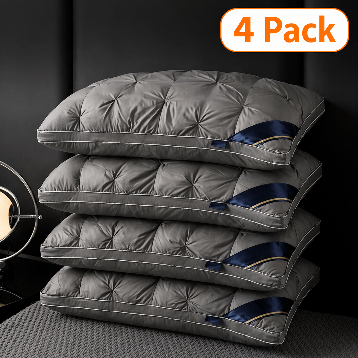 Luxury 5-Star Hotel Quality Pillow - Deep Sleep Neck Support, No Collapse All-Season Use, Machine Washable White Satin, Soft Polyester Fiber, Zipper Closure, Modern Design for Home & Hotel Use, Hotel Pillow, Sleek Pillow, Durable Pillow, Pillow For Sleepi
