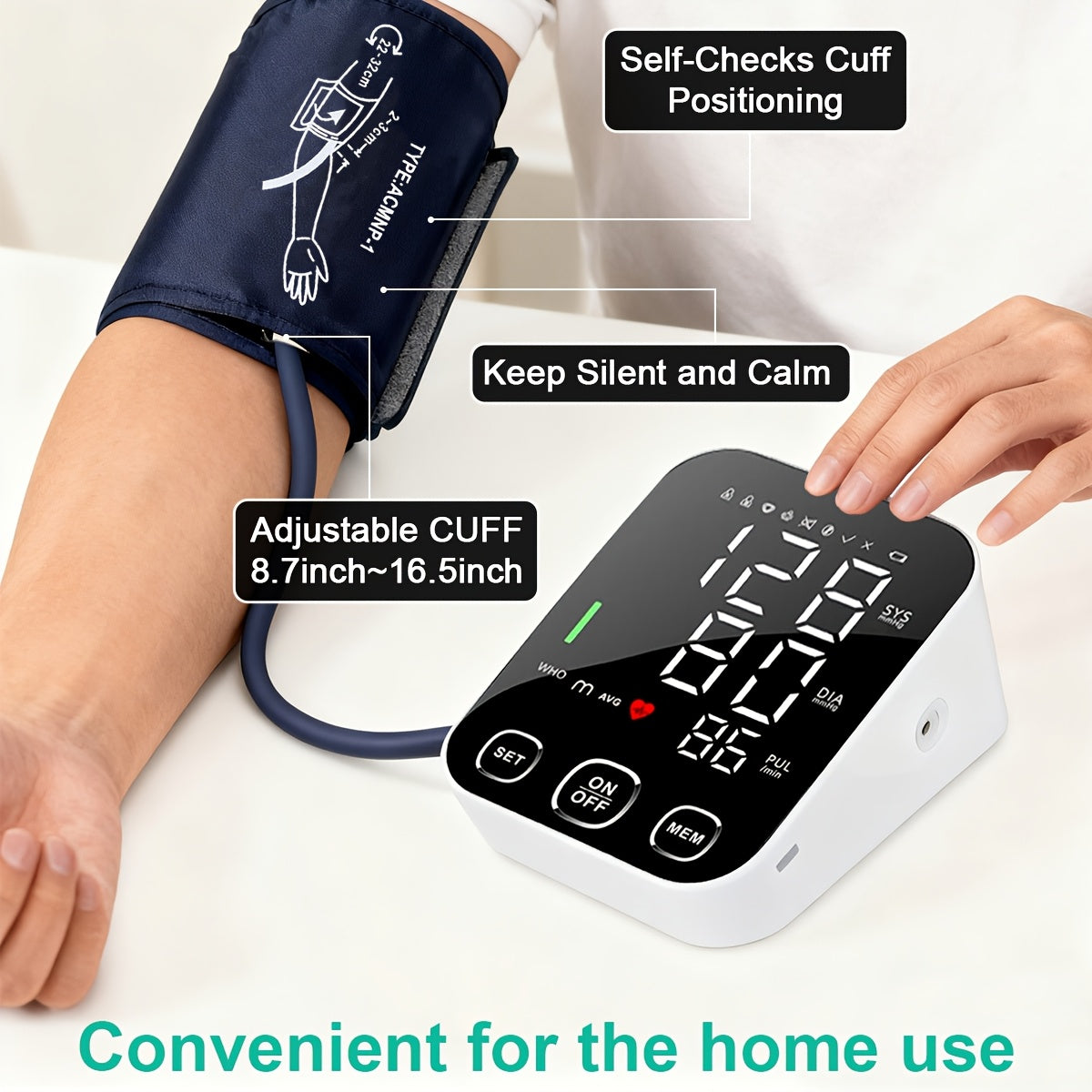 Blood Pressure Machine, Automatic Upper Arm Blood Pressure Monitor with 2x99 Readout, 4.5in Backlit Large Screen, Adjustable Large Cuff, Voice Broadcast, Caring for Elderly Health, Perfect Mother's Day Gift, Family Wellness Monitor