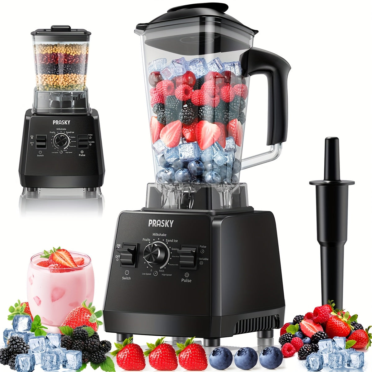Professional Blender, Smoothies Blender with 2 Containers, 68oz Jar, 25000 RPM, 2400W Max Power Output, Countertop Blenders, Stainless Steel Blade & Tamper for Smoothies, Ice, Youngsters Food, Coffee, Juice, Quick Mixing Tool, Blenders for Kitchen