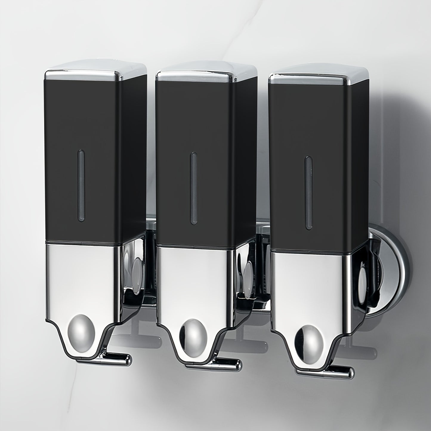 Shampoo, Shower Gel and Conditioner Dispenser Drill Free with Adhesive.No-Drill 3pcs 16.91oz Wall Mounted soap Dispenser for Bathroom and Kitchen.