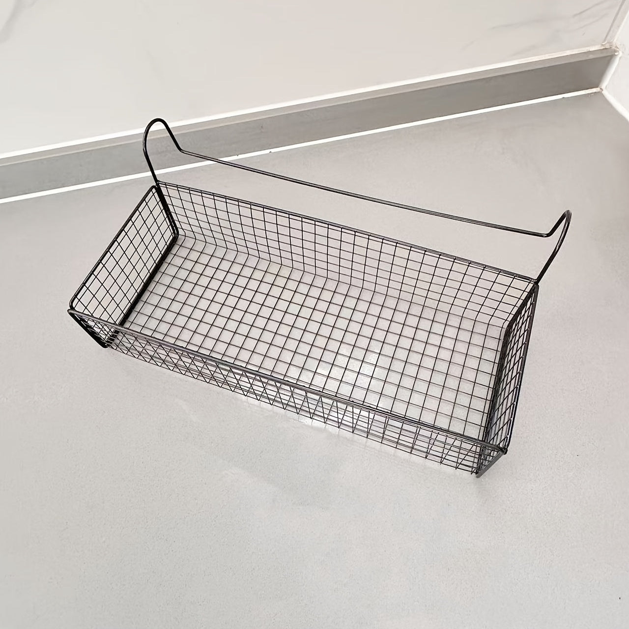 Cast Iron Door Back Hanging Basket - Black Woven Mesh Storage Rack, Sturdy Metal Frame And Safety Hanging Mechanism, Space-Saving Multi-Functional Shelf, Suitable for Dormitories, Bedrooms, Wardrobes - 11 Holiday Gifts, Shelf Basket, Shelf Baskets