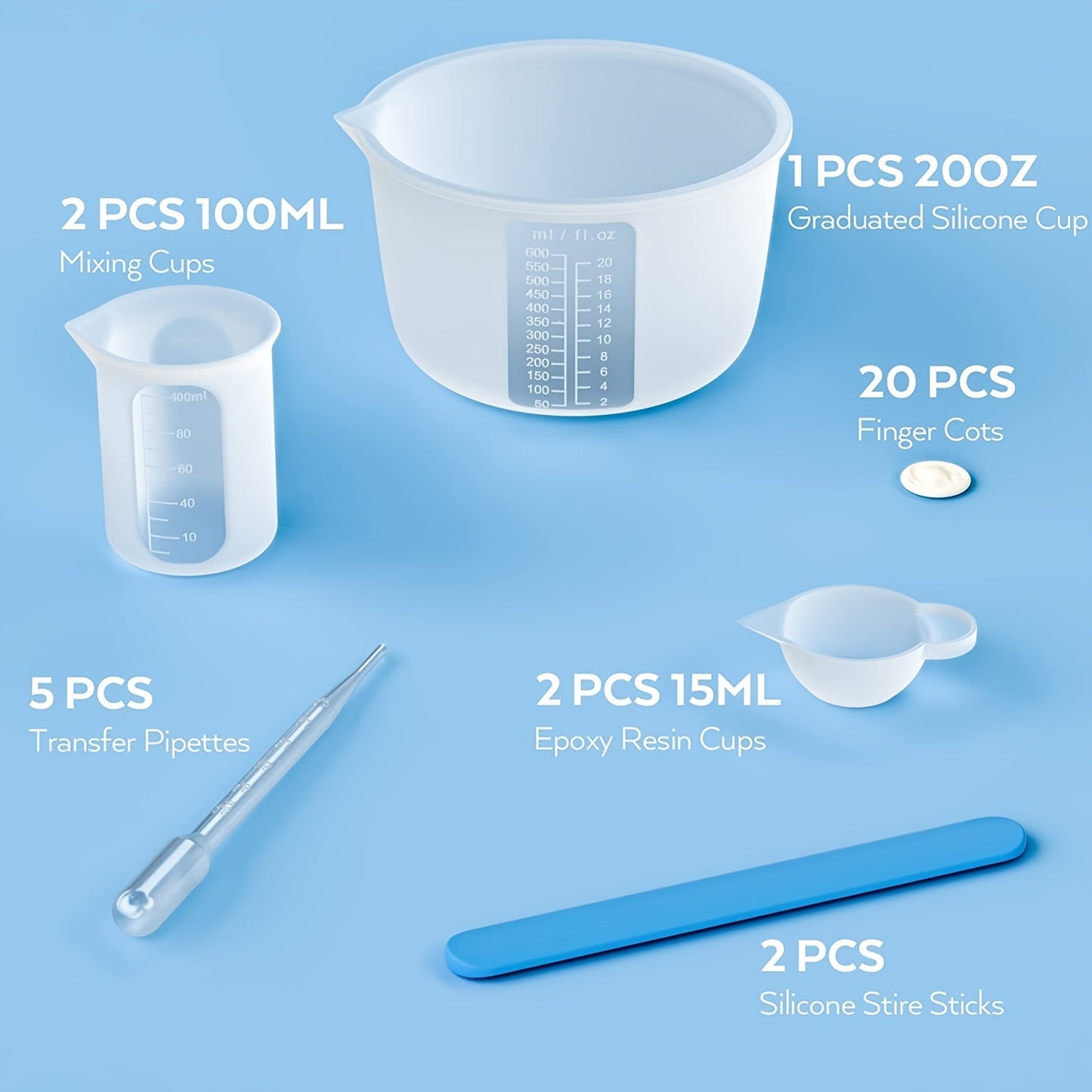 1set Silicone Resin Measuring Cup Kit DIY Tools Set Trendy Accessories Hand Craft DIY Slime Measuring Cup