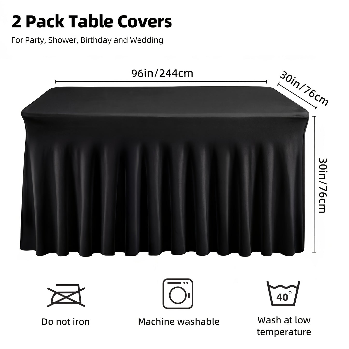 1pc/2pcs/4pcs Table Skirts, 4Ft/6Ft Table Cloth, Black/White Table Cloth Rectangle, for Rectangle Tables, Table Skirts for Rectangle Tables, Tulle Table Skirt, for Birthday, Graduation Ceremonies, Family Dinners, And Christmas