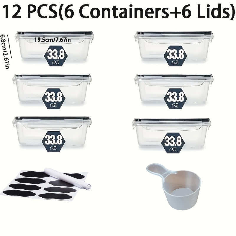 12/24/48pcs Food Storage Containers Set Kitchen Organizers Meal Prep Container Airtight, BPA-Free Reusable Snack Lunch Containers, Easy-Snap Lids, Plastic Snapware(6/12/24 Containers+6/12/24 Lids) Pantry Kitchen Organization with Labels And Marker