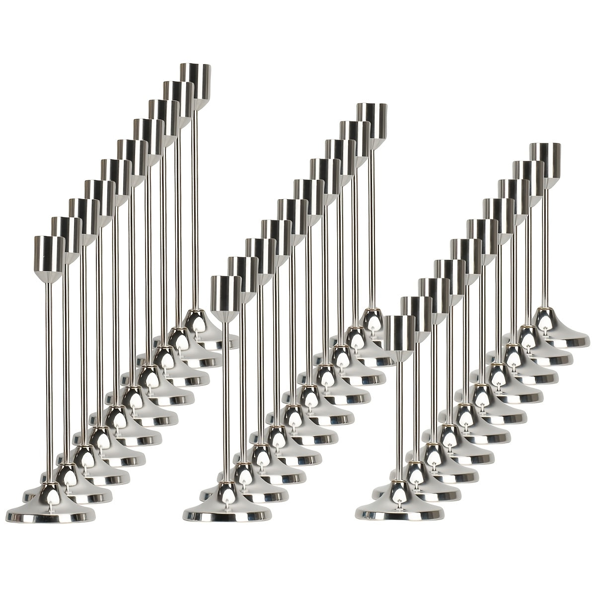 30-Pack Metal Cone Candle Holders - Classic Elegant Tabletop Decor for Christmas, Halloween, Weddings, Parties, Home & Hotel - Battery-Free, No Candles Included, Event Decoration, Sleek Polished Finish, Polished Metal Finish