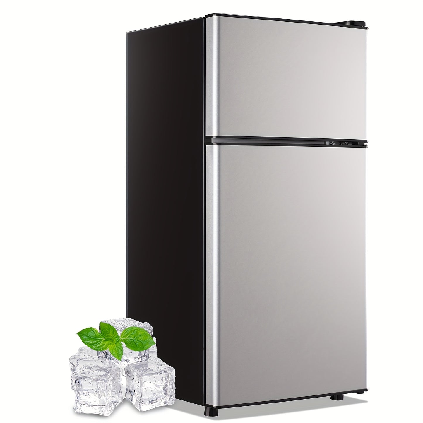 Mini Refrigerator with Freezer, 2.4 Cu Ft Double Door Small Fridge with Removable Shelves & Adjustable Feet – Compact Personal Fridge for Bedroom, Dorm, Apartment, Home Office and Kitchen