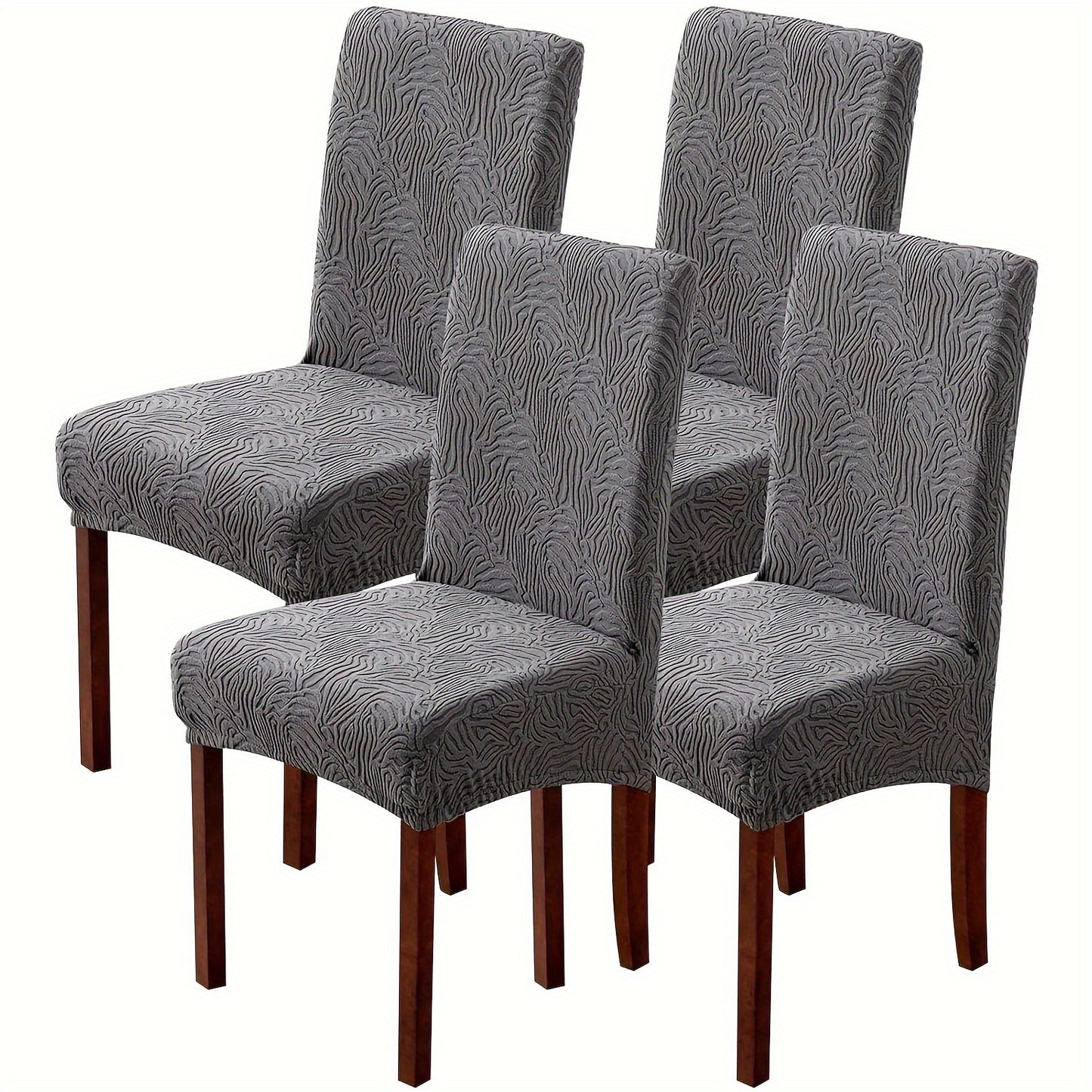 4/6pcs Chair Covers For Dining Room, Stretch Jacquard Dining Chair Slipcovers Removable Washable Chair Protector For Kitchen, Hotel, Restaurant