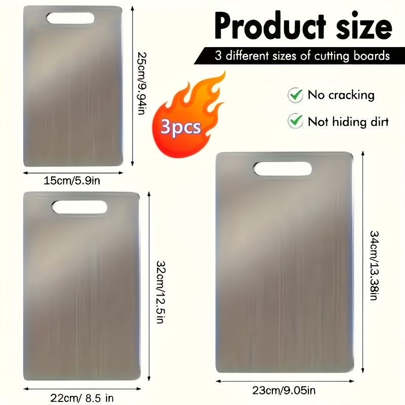 1/3pcs Kitchen Titanium Cutting Board, Brand New Upgraded Kitchen Pure Titanium Cutting Board Set of 3 for 2025, Double-Sided Durable Metal Cutting Board. Suitable for Meat, Fruits, And Vegetables; a Must-Have for Holiday Gifts!