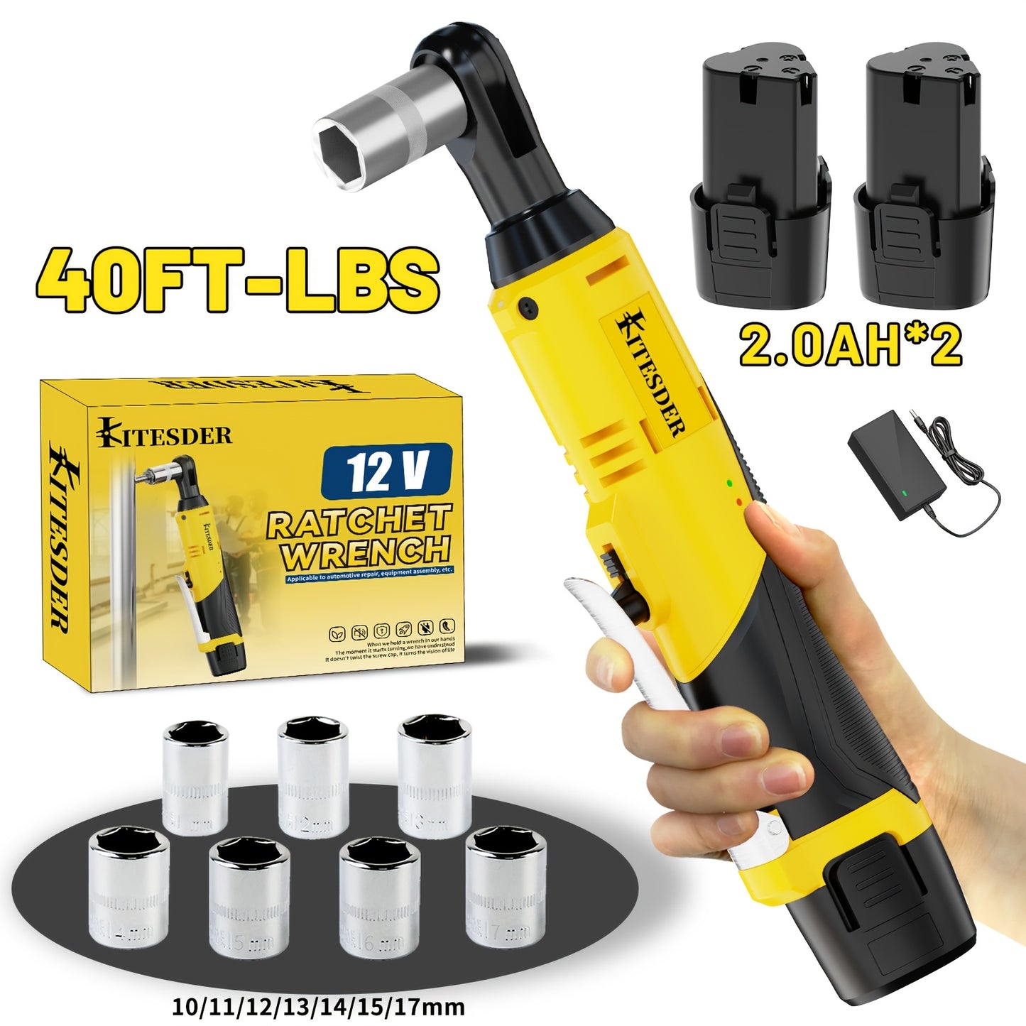 12V Cordless Electric Ratchet Wrench Set with Lithium-ion Battery, Fast Charge, Variable Speed Trigger, Sleeves Suitable for Efficient Tasks, Ideal for Automotive Repairs Involving Screws And Nuts.a Holiday Gift for Men, Shipped From Local Warehouse