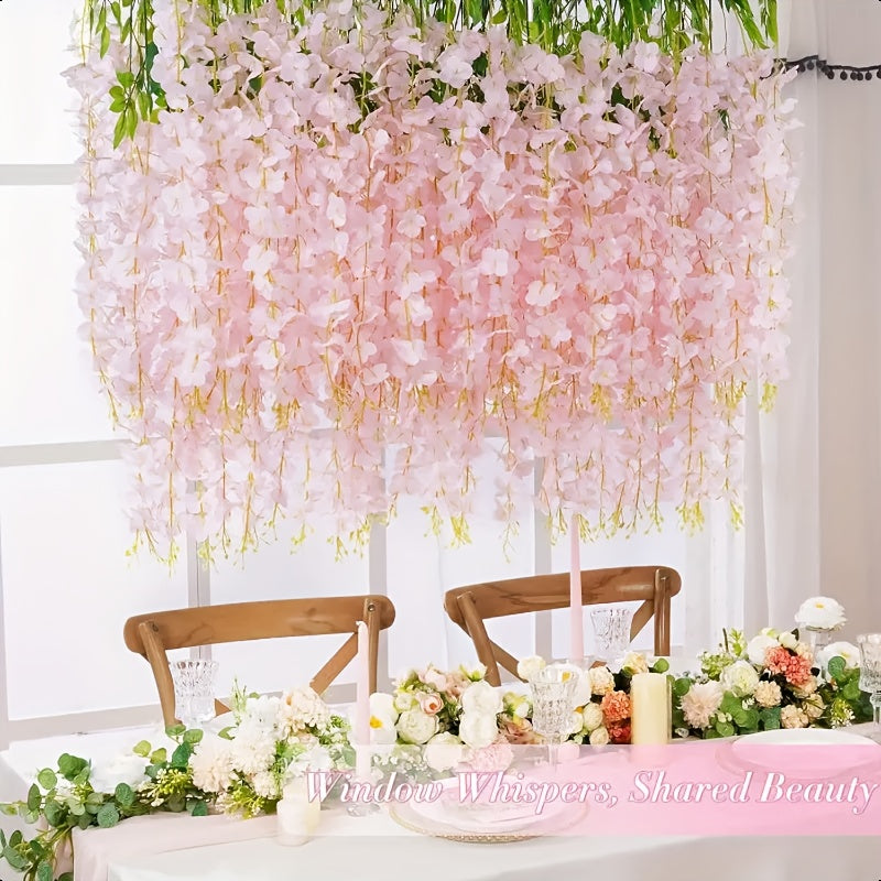 24 Pack Wisteria Hanging Flowers, Hanging Flowers, Wisteria, Fake Hanging Flowers, Fake Wisteria, Hanging Flowers for Decoration, Wedding, Garden, Wall Decoration, 3.6 Feet Long