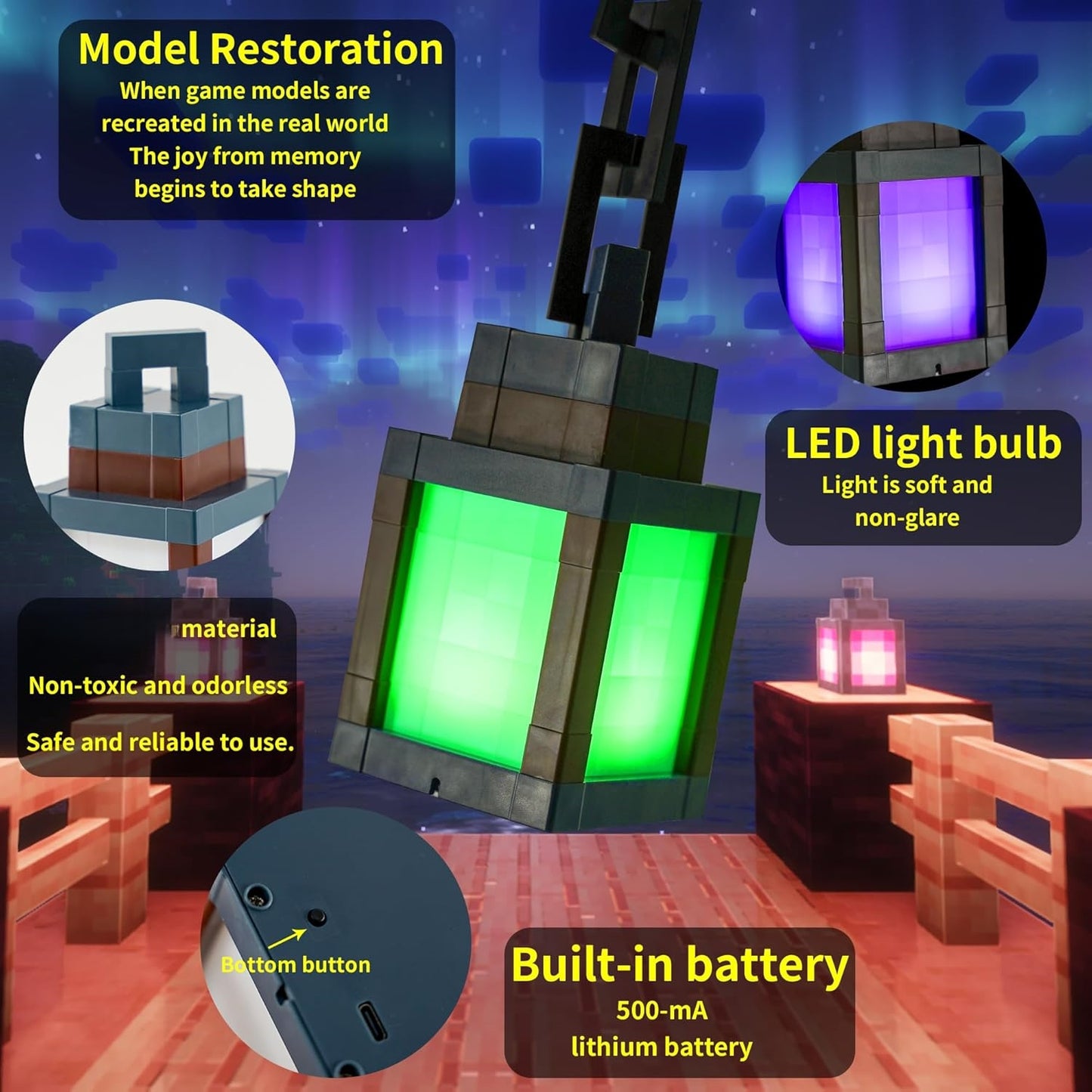 Lantern Night Light - 16-Color Wall-Mounted Ambient Night Light Strip With Remote Control - Wall-Mounted Table Lamp, Role-Playing Theme Bedside Lamp, Halloween, Christmas Room Decorative Light