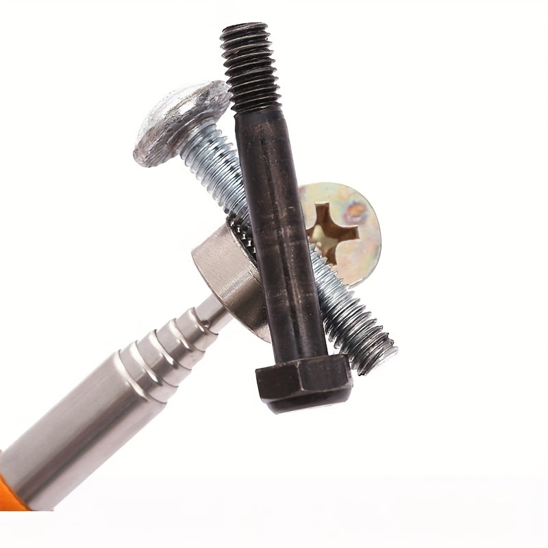 8-Pound Magnetic Pickup Tool with Ergonomic Orange Grip - Extendable Stainless Steel Rod, Portable & Durable Design for Nails, Screws, Small Metal Pieces - DIY, Construction, Workshop Retrieval Tool, Magnetic Tool