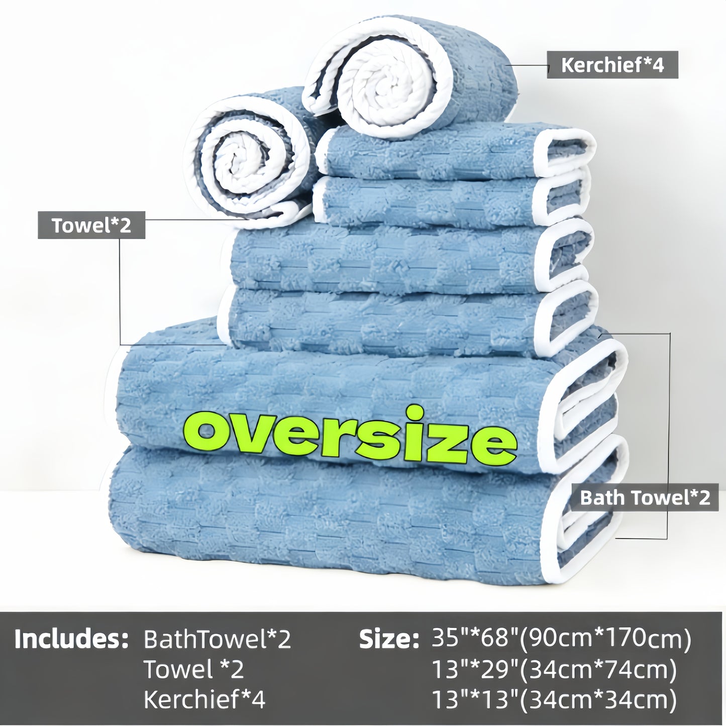 4-Pack Waffle Weave Ultra-Soft Bath Towels, Super Absorbent Quick-Dry Microfiber Towels for Adults, Quick-Drying Textured Towels, Soft Spa and Gym Travel Towels, Durable Material, Suitable for Daily Use - 80%, 20% Polyamide