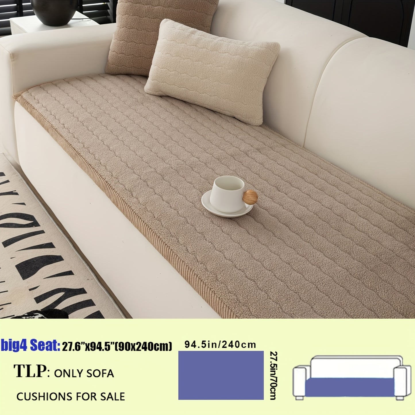 Bohemian Style Thickened Plush Sofa Cover - Machine Washable, Pet Friendly, Non-slip Sofa Cover, Suitable for Living Room, Bedroom, Office Decoration, Comfortable Sofa