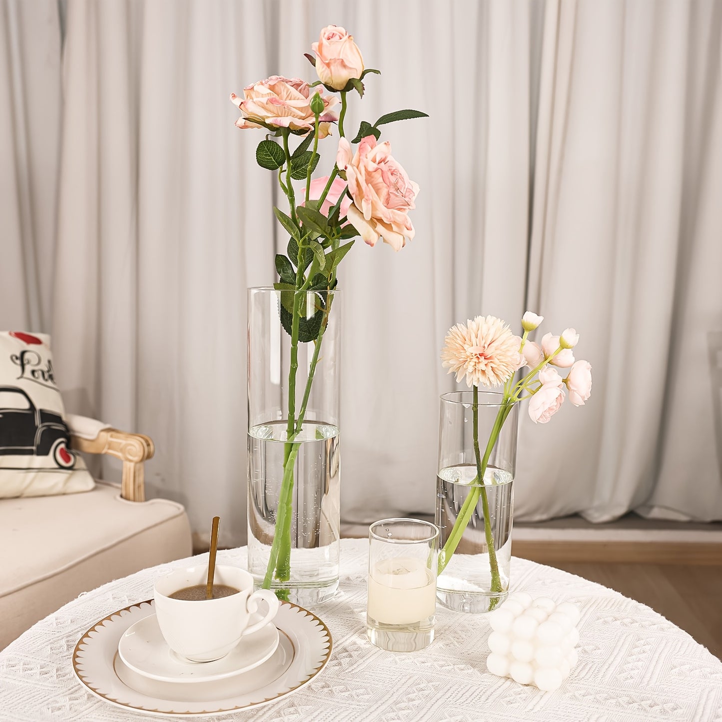 Clear Glass Cylinder Vases 18 36pcs - 4 8 12 Inch Tall Multiple Size Flower Vase for Wedding Centerpiece Table Party Hurricane Floating Candle Holder Home Decor Shelf