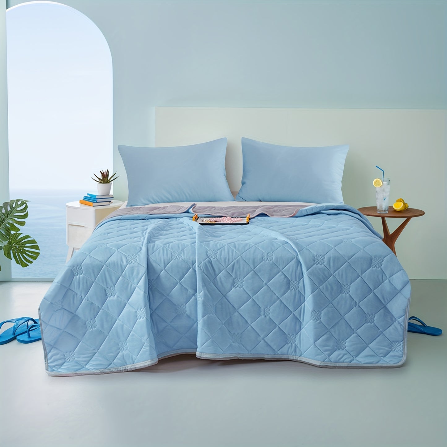Modern Summer Cooling Throw, Featuring Ultrasonic Embossing, Made from 100% Polyester, Machine Washable, Breathable And Lightweight, Ideal for Night Sweats And Hot Sleepers, on