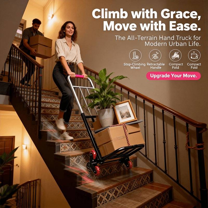 Heavy-duty Folding Handcart with Stair-climbing Wheels, Weighing 220/450/680LBS, Compact Folding Shopping Cart with Large Load Capacity, Suitable for Home, Warehouse, Grocery Shopping, Moving - Space-saving Design - for Material Handling