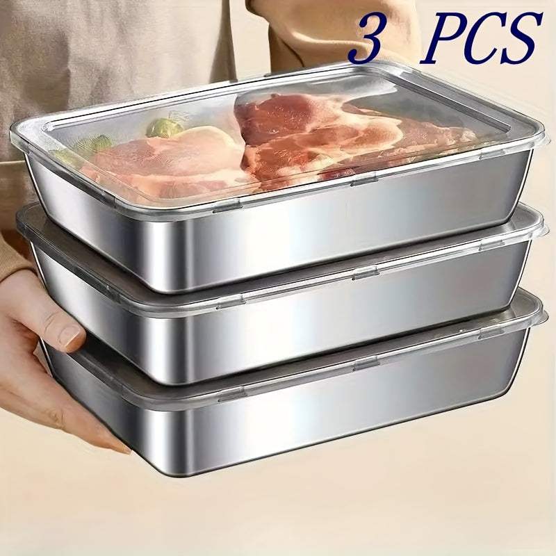9/6/3pcs 2026 Stainless Steel Food Storage Container Set - Kitchen Organizer, Meal Prep, Camping And Picnic Essential, Easy-Clean Stackable, Fridge And Freezer Safe, Airtight Kitchen Containers for Fruits, Meats, Vegetables
