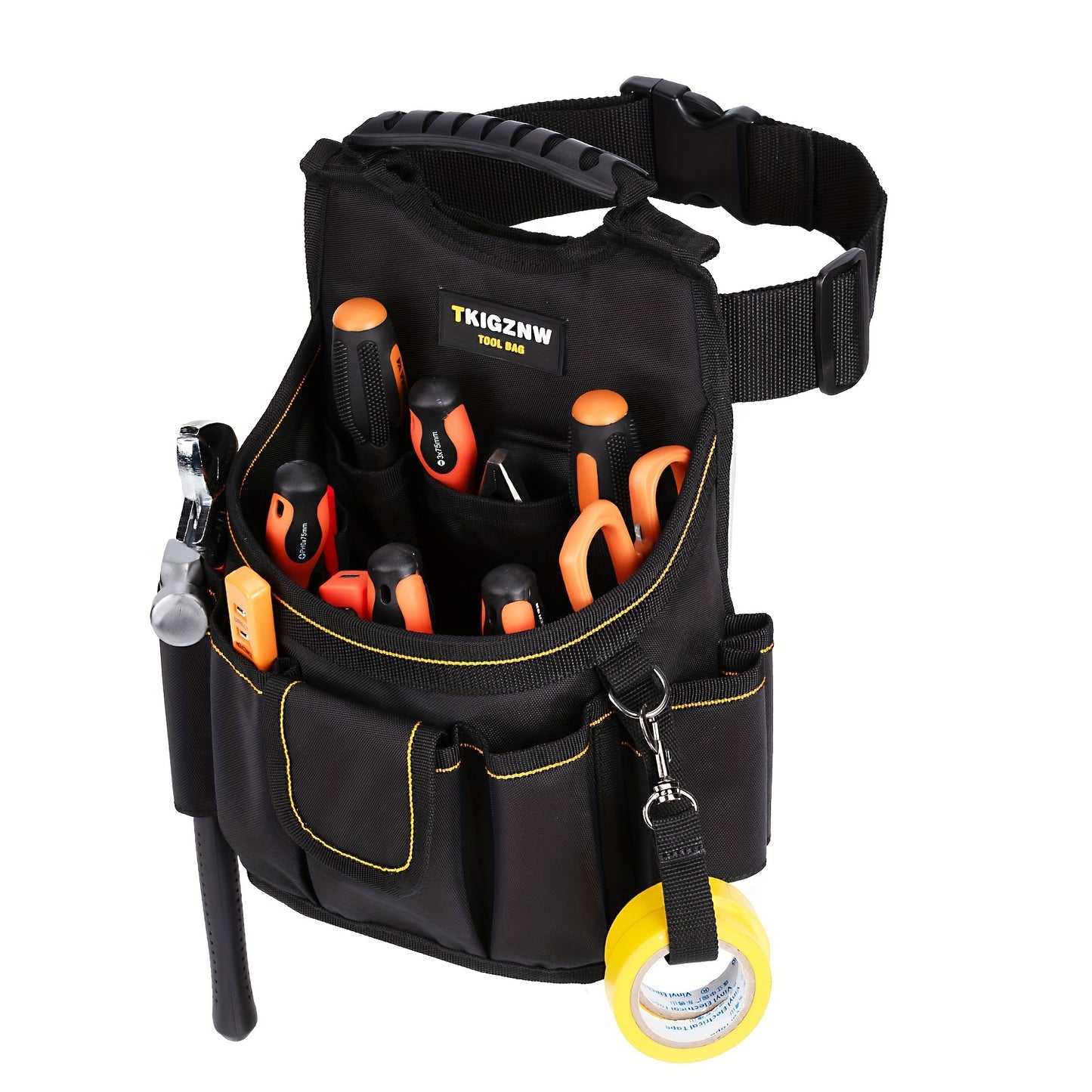 Heavy-Duty Tool Belt Bag with 18- Large Capacity Tool Organizer - Wide Mouth Design & Heavy-Duty Polyester Construction Suitable for Construction, Plumbing, Electricians, DIY Projects - Professional & Home Use Tool Pouch with 18 Pockets