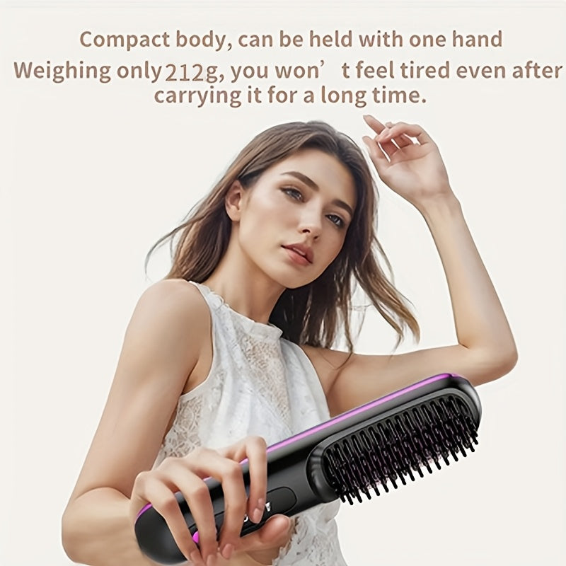 Ladies' Portable Wireless Mini Straightener, 3-speed Adjustable Temperature, LED Display Screen, USB Charging 2000mAh Battery, Professional Styling, Creating Smooth And Shiny Hair, Suitable for Home, Travel, And Holidays