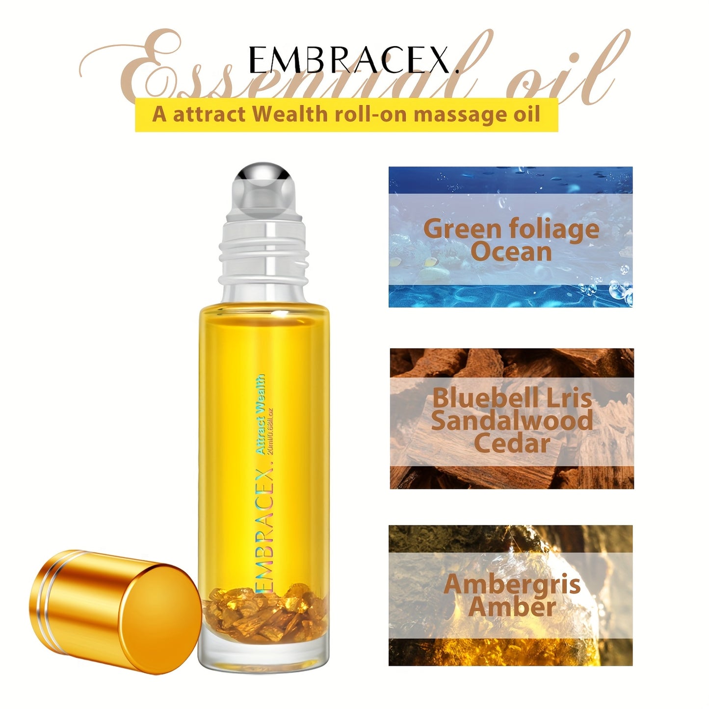 0.68oz Attract Wealth Roll On Essential Oils Attract More Money And Improve Your Wealth Luck, Alcohol-free, Suitable For Diffusers, Scented Candles, Flavored Air, Essential Oil Diffusers, House Smells Good, Perfect Holiday Gift Choice