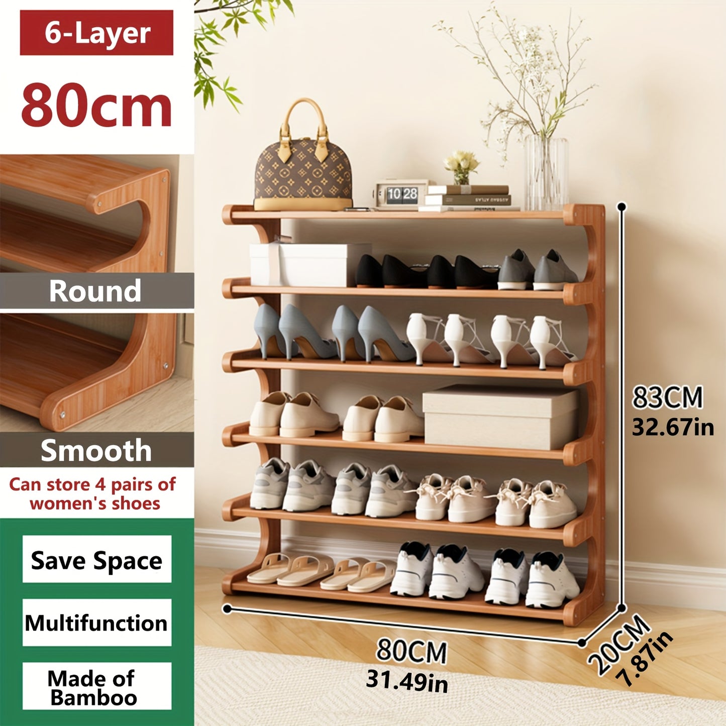 3/5/6-tier Shoe Rack, Practical Storage Shelf, Space-saving Design, Multi-layer Independent Storage Rack, Wood Grain Finish, Easy to Assemble, Self-standing Cube Shoe Storage Rack, Suitable for Dorm Rooms and Entryways, Easy to Assemble, Brown