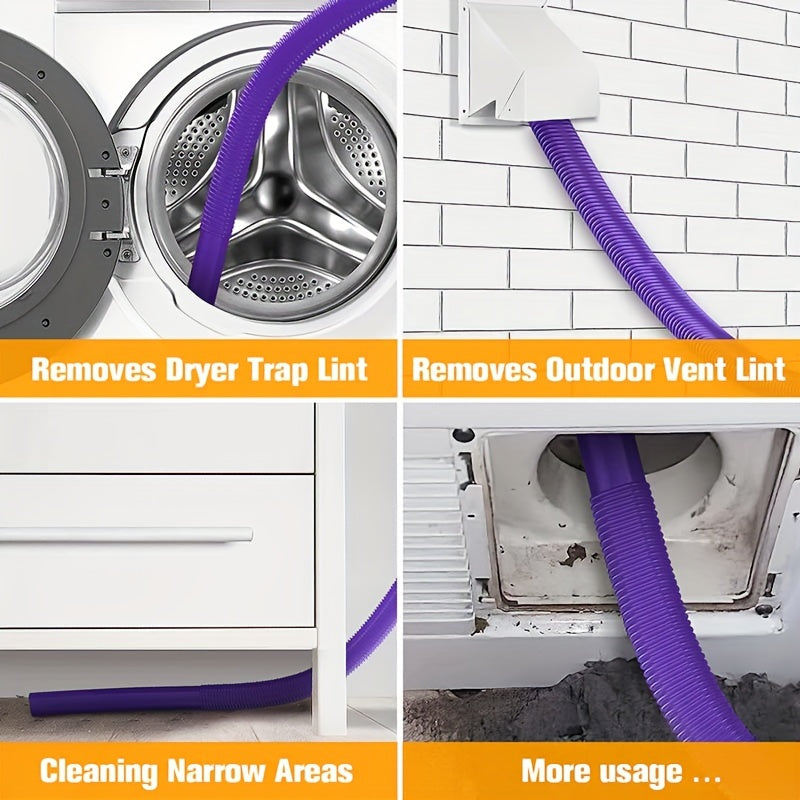 Dryer Vent Cleaner Kit Vacuum Hose Attachment for Dyson V15 V12 V11 V10 V8 V7 V6 – Flexible Lint Remover Dryer Vent Cleaning Brush with Vacuum Attachment, Reduces Fire Hazard