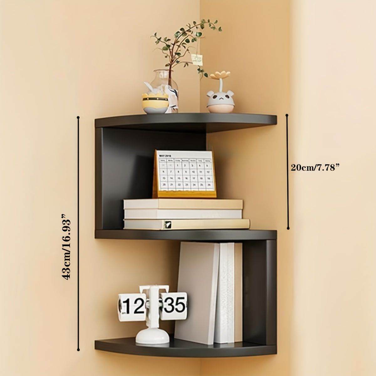 5/3 Tier Utility Shelf, Hanging Corner Shelf, Easy to Install, Multi-Tier Wall Mounted Storage Shelf, Floating Storage Shelf for Living Room, Bedroom, Kitchen, Bathroom, Office - Creative Decorative Organizers, Perfect Gifts, White/black