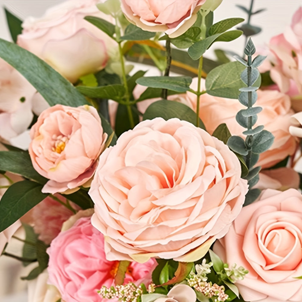 Artificial Flowers Combo Box Set, Light Pink Fake Flowers Roses Bridal Bouquets Out/Indoor DIY Centerpieces White Flowers for Decoration Arrangements Party Baby Shower