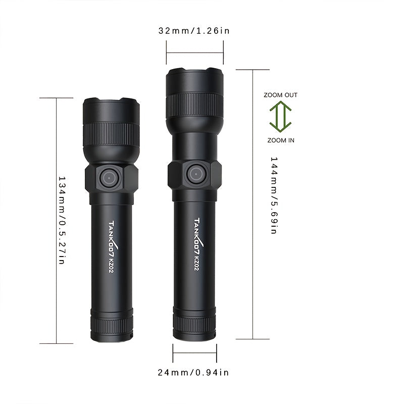 Mini LED Flashlight 18650 Rechargeable Battery | Adjustable Focus & Brightness Zoomable Compact Torch | Textured Grip for Camping Fishing Hiking Outdoor Adventures & Emergency