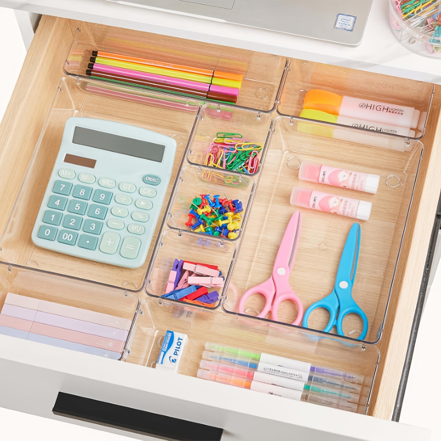 Set Of 25 Clear Storage Trays for Organizing Desk Drawers, Perfect for Cosmetics And Miscellaneous Items. Ideal for Use On Dressers, Under Beds, And for Desk Organization, Flatware Organizers And Kitchen Drawer Dividers