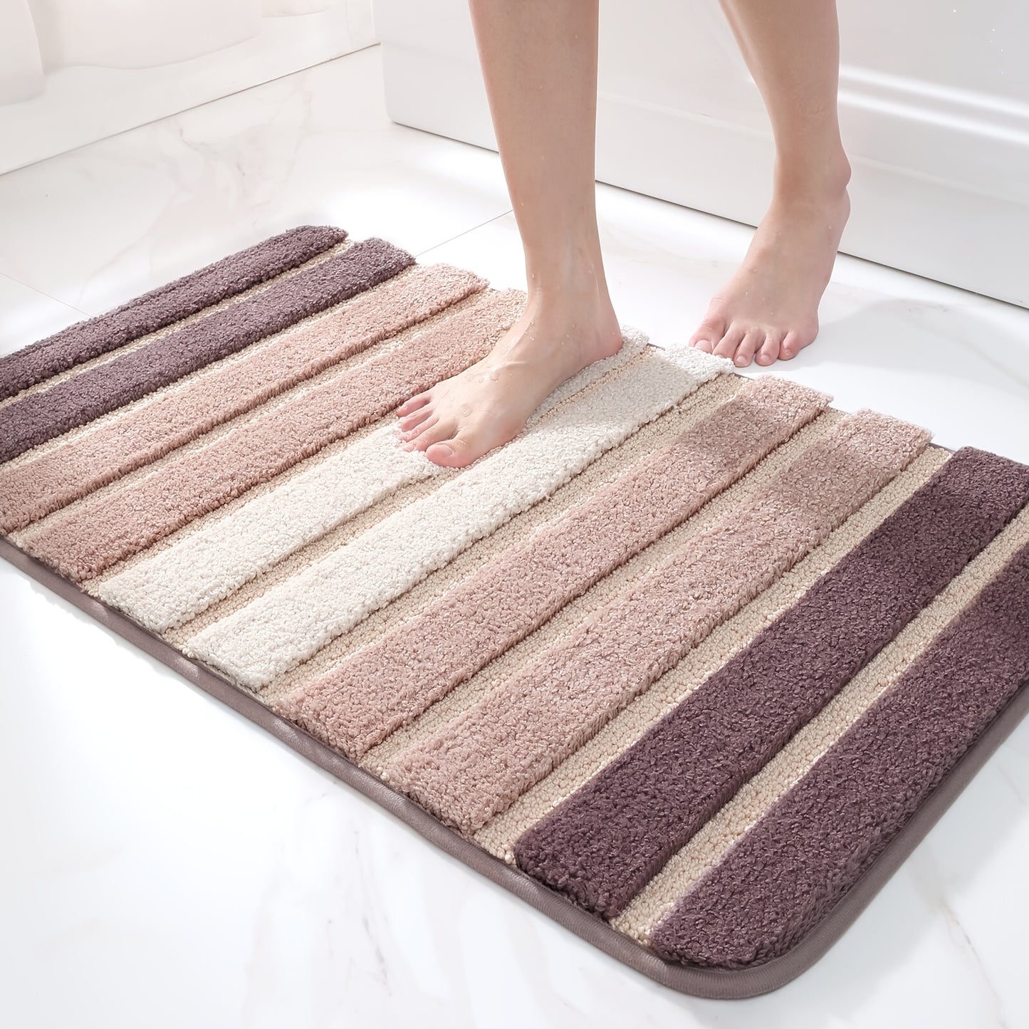 GTNSHUAI Extra Thick Luxury Chenille Bathroom Rug, Non-Slip Absorbent Bath Mat