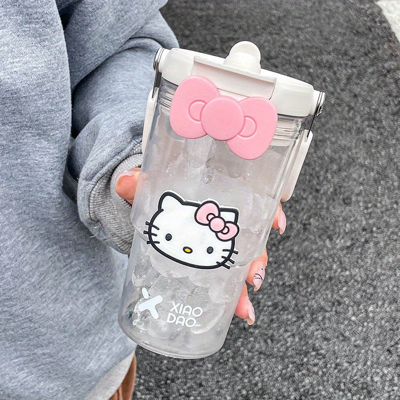 Hello Kitty Portable Outdoor Sports Water Cup Women's Summer Straw Cup Large Capacity Cartoon Direct Drinking Cup Plastic Cup